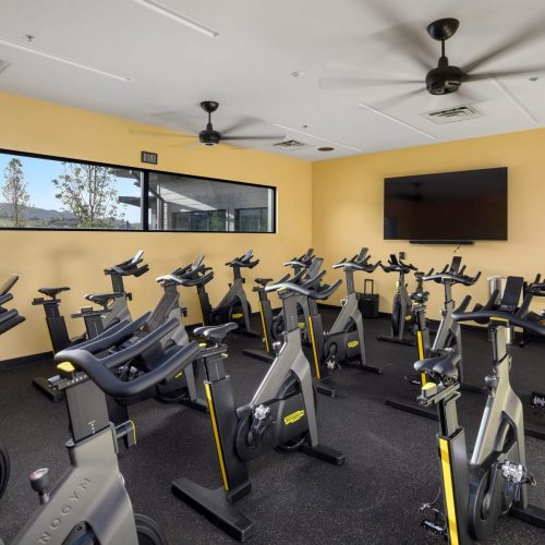 Spin room at the fitness center at The Club at ArrowCreek