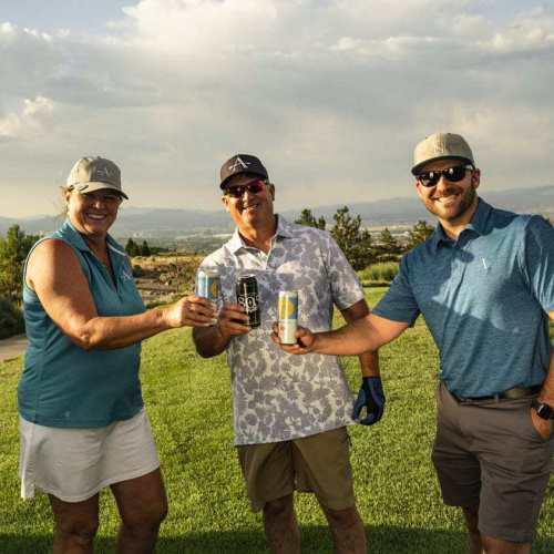 Members at The Club at ArrowCreek enjoy a refreshment while golfing the private golf courses