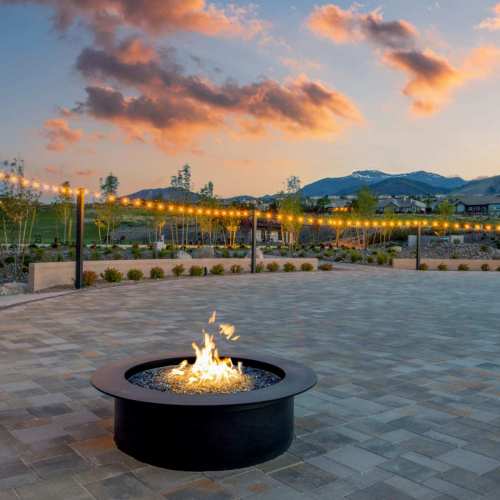 The firepit at the pavilion at The Club at ArrowCreek